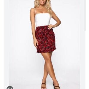 Fashion Nova Red Leopard Print Short Skirt Size 1X